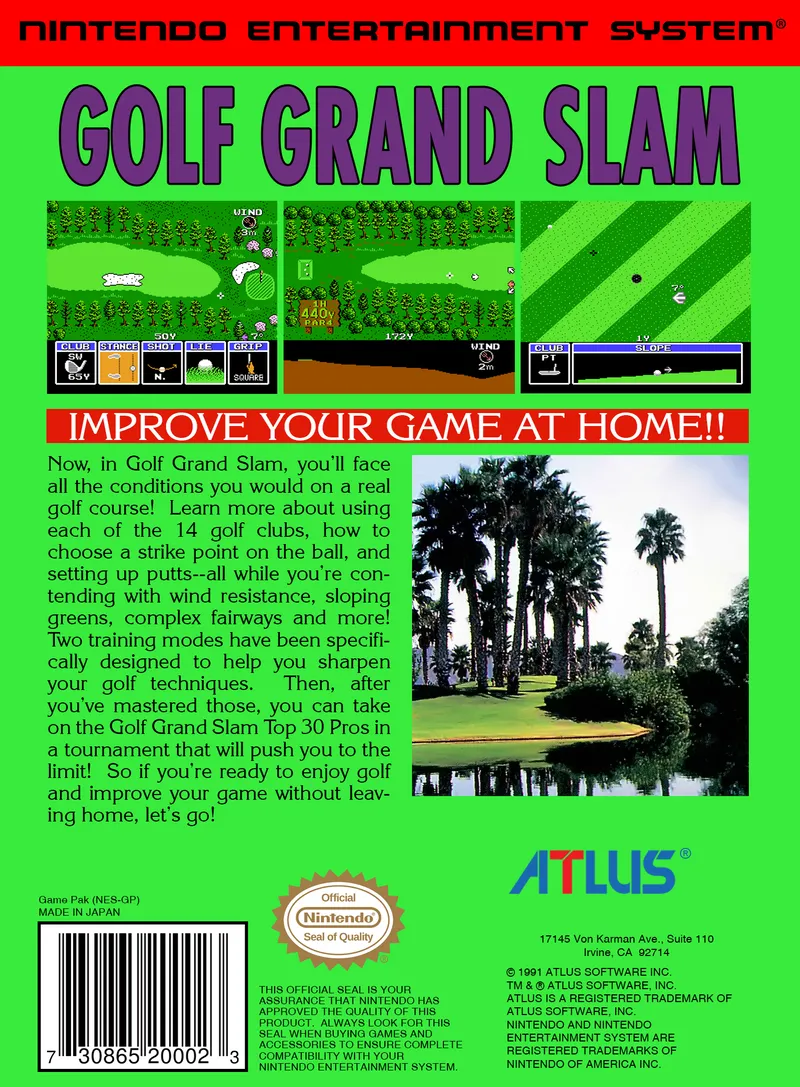 Golf Grand Slam box back