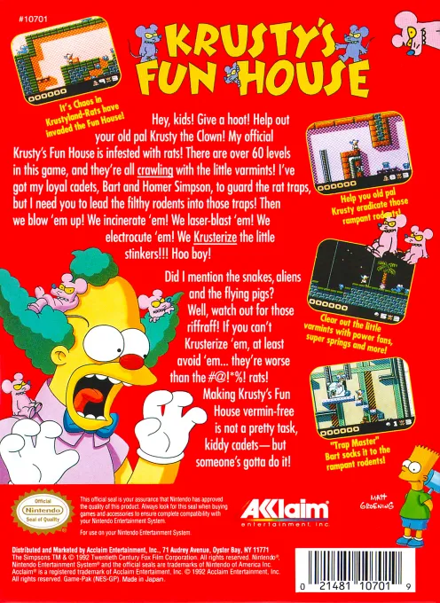 Krusty's Fun House box back