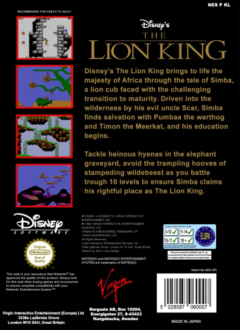 The Lion King box back