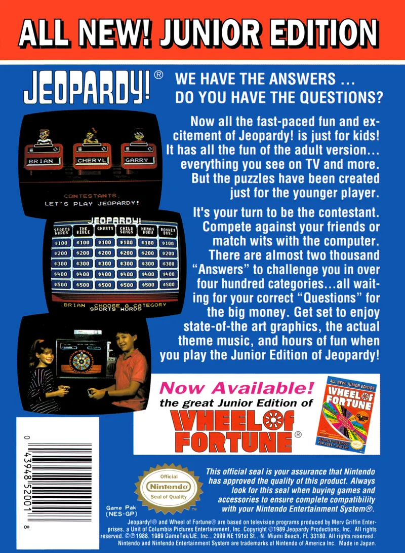 Jeopardy! Junior Edition box back