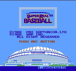 Super Real Baseball '88 title screen