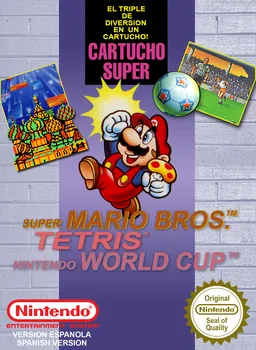 Backdrop artwork for Super Mario Bros. + Tetris + Nintendo World Cup