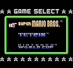 Super Mario Bros. + Tetris + Nintendo World Cup title screen