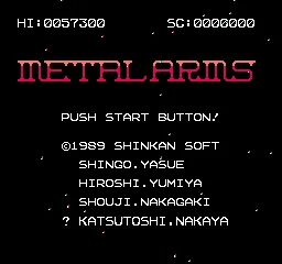 Metal Arms (Japan) (En) (Family BASIC) title screen