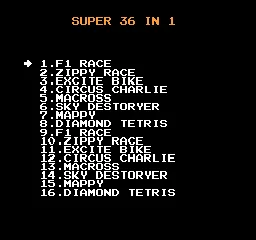 Super 36-in-1 (Asia) (En,Ja) (WS-0362) title screen