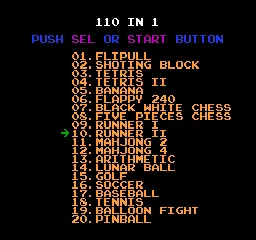 110-in-1 title screen