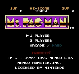 Ms. Pac-Man (USA) (Namco) title screen