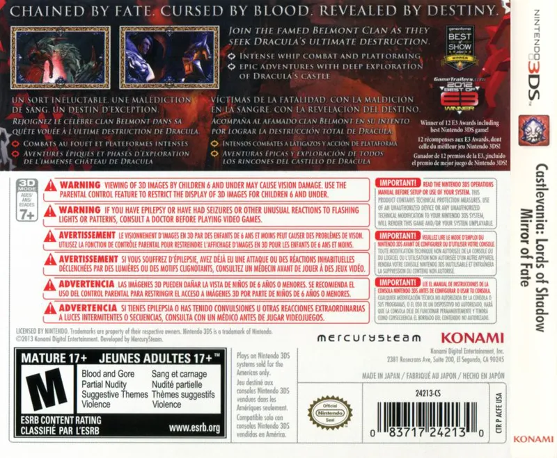 Castlevania: Lords of Shadow: Mirror of Fate box back