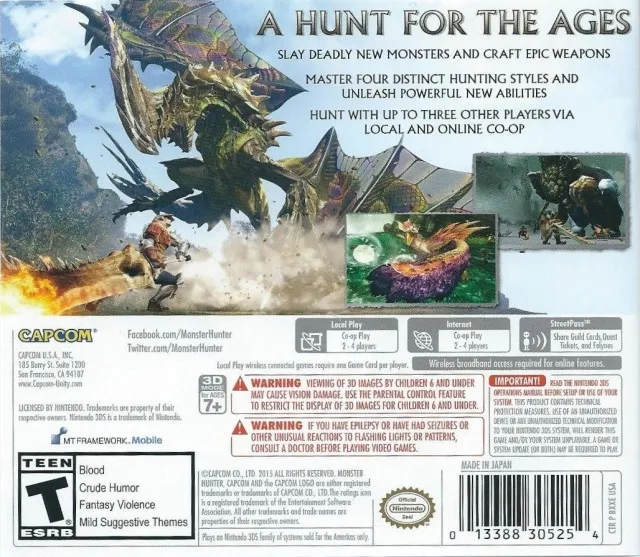 Monster Hunter Generations box back