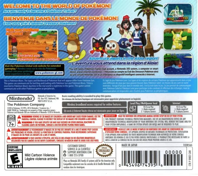 Pokémon Moon box back