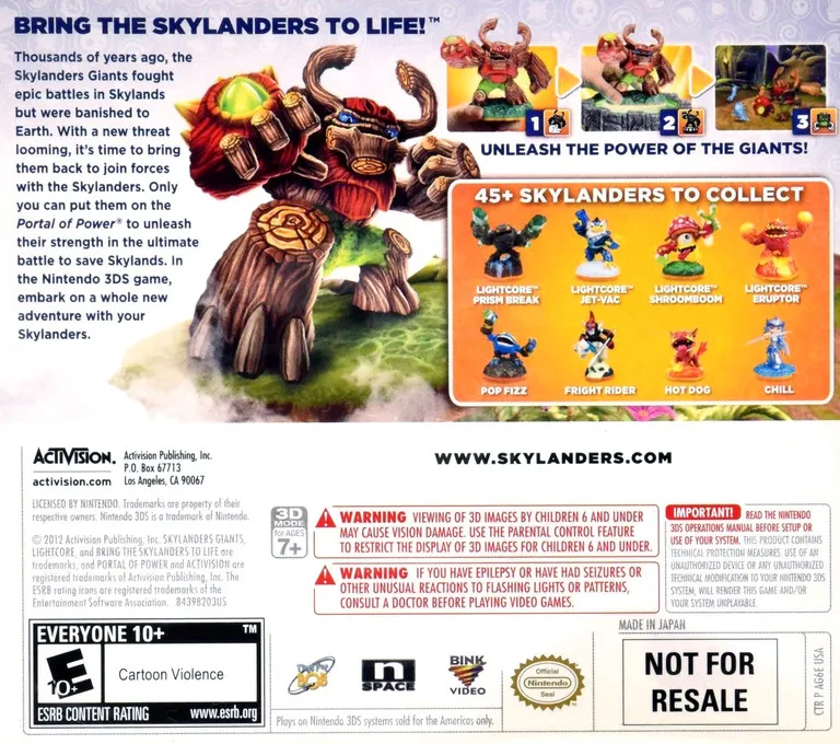 Skylanders Giants box back