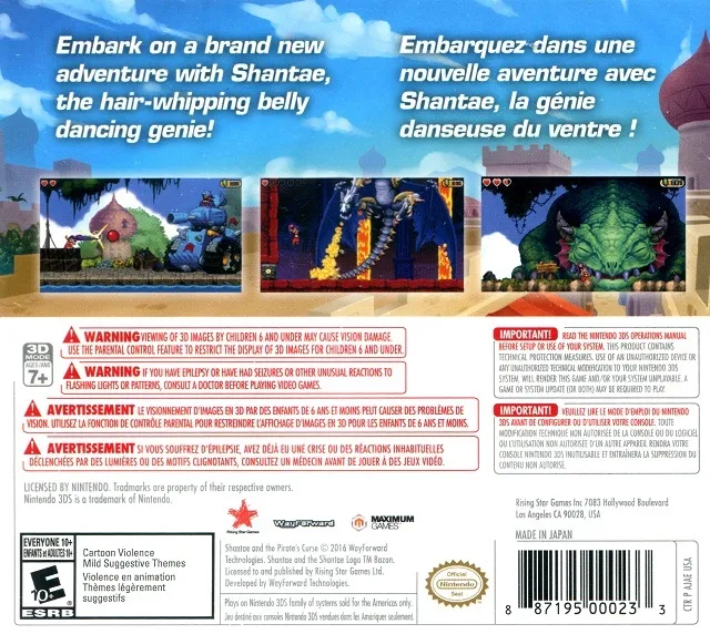 Shantae and the Pirate's Curse box back