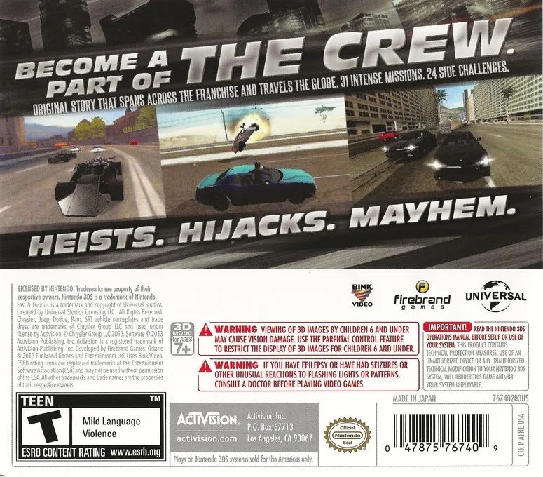 Fast & Furious: Showdown box back