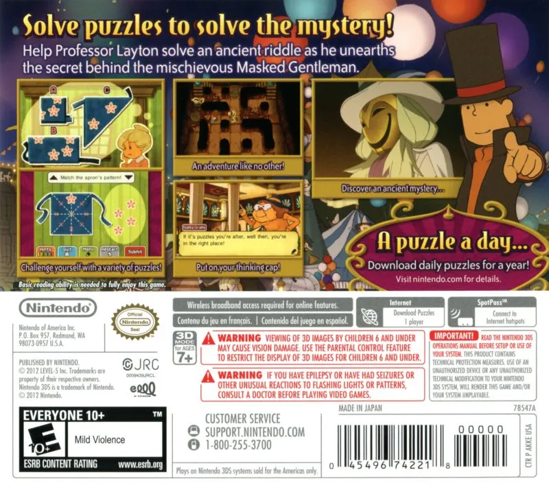 Professor Layton and the Miracle Mask box back