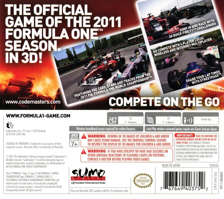 F1 2011 box back