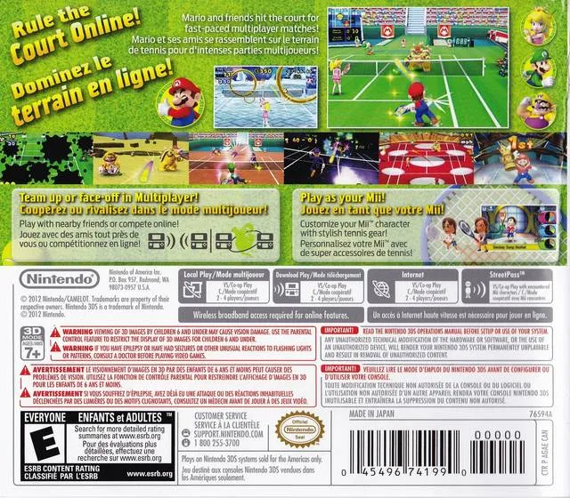 Mario Tennis Open box back