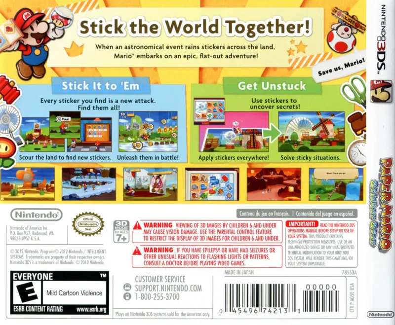 Paper Mario: Sticker Star box back