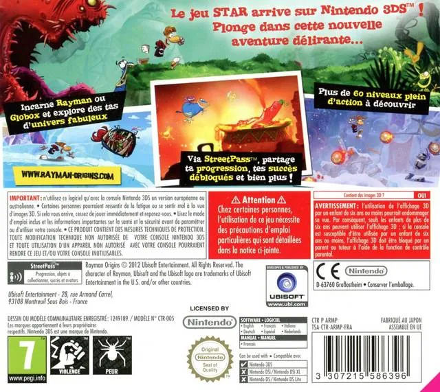 Rayman Origins box back