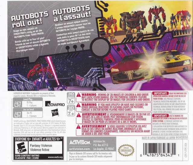 Transformers Prime: The Game box back
