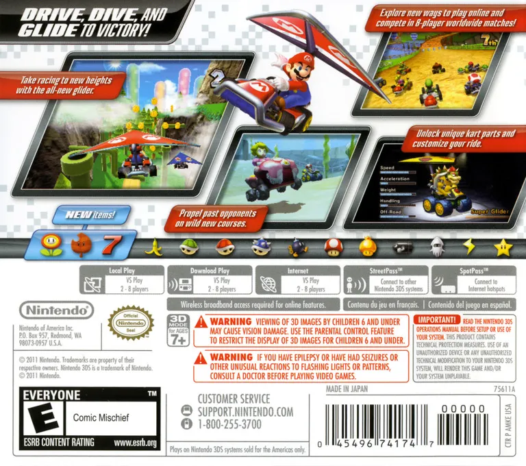 Mario Kart 7 box back
