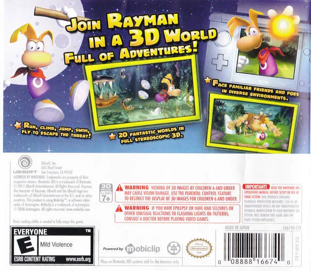 Rayman 3D box back