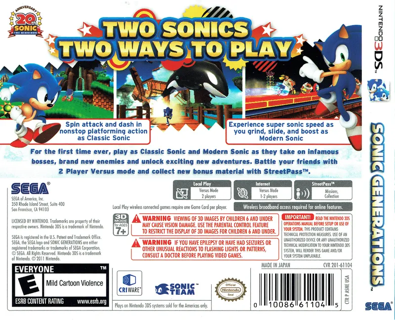 Sonic Generations box back