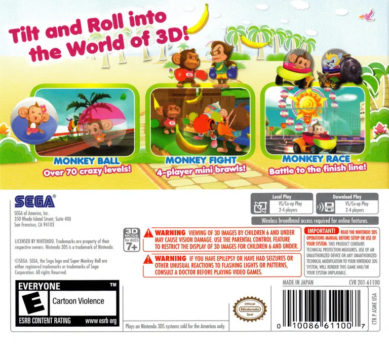 Super Monkey Ball 3D box back