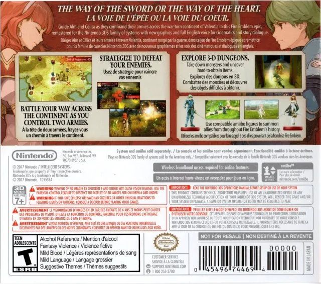 Fire Emblem Echoes: Shadows of Valentia box back
