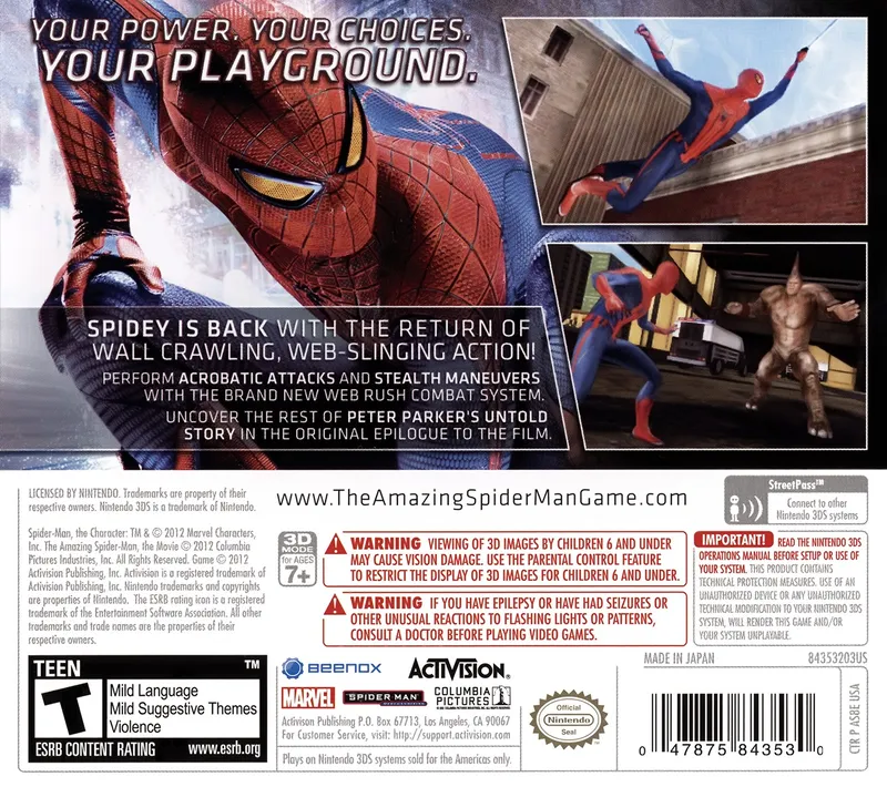 The Amazing Spider-Man box back