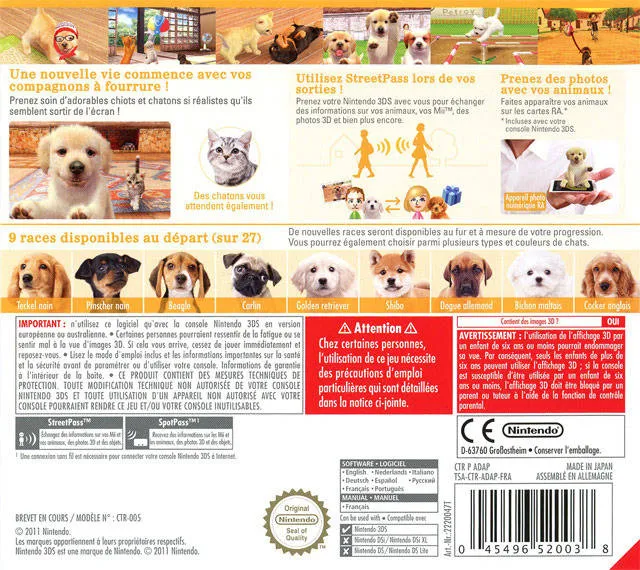 Nintendogs + Cats: Golden Retriever & New Friends box back