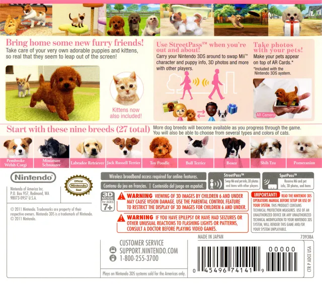 Nintendogs + Cats: Toy Poodle & New Friends box back