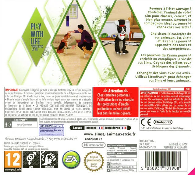 The Sims 3: Pets box back
