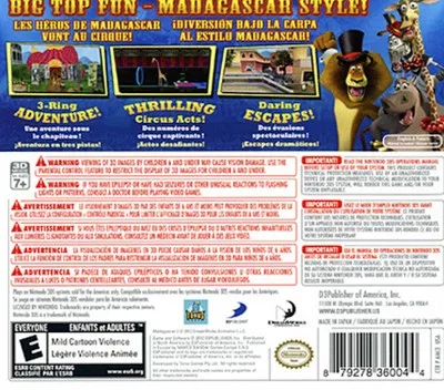 Madagascar 3: The Video Game box back