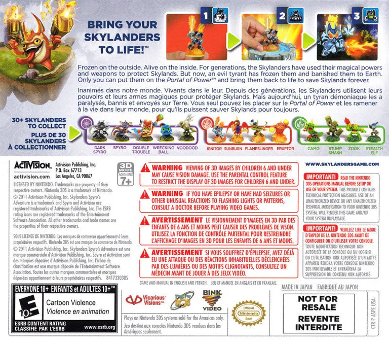 Skylanders: Spyro's Adventure box back