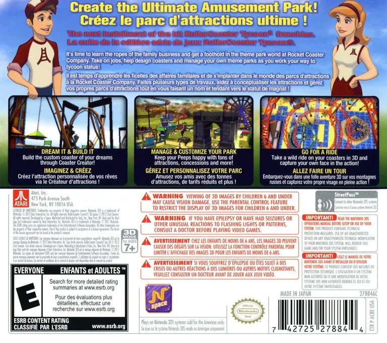 RollerCoaster Tycoon 3D box back