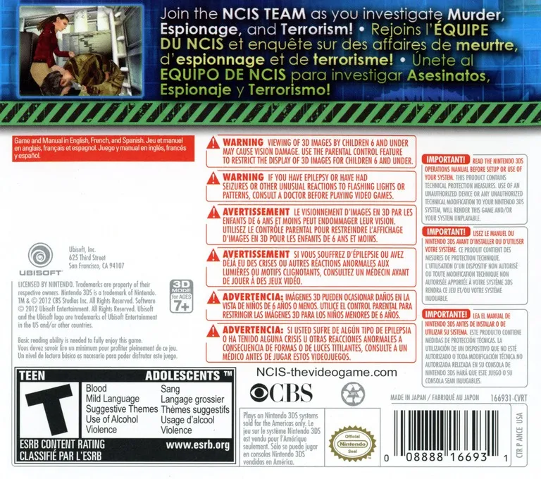 NCIS 3D box back