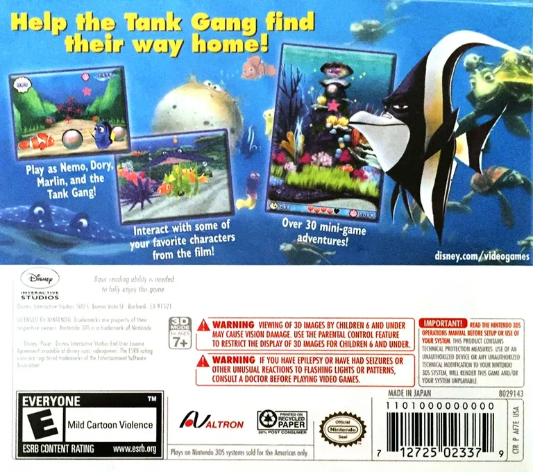 Finding Nemo: Escape to the Big Blue: Special Edition box back