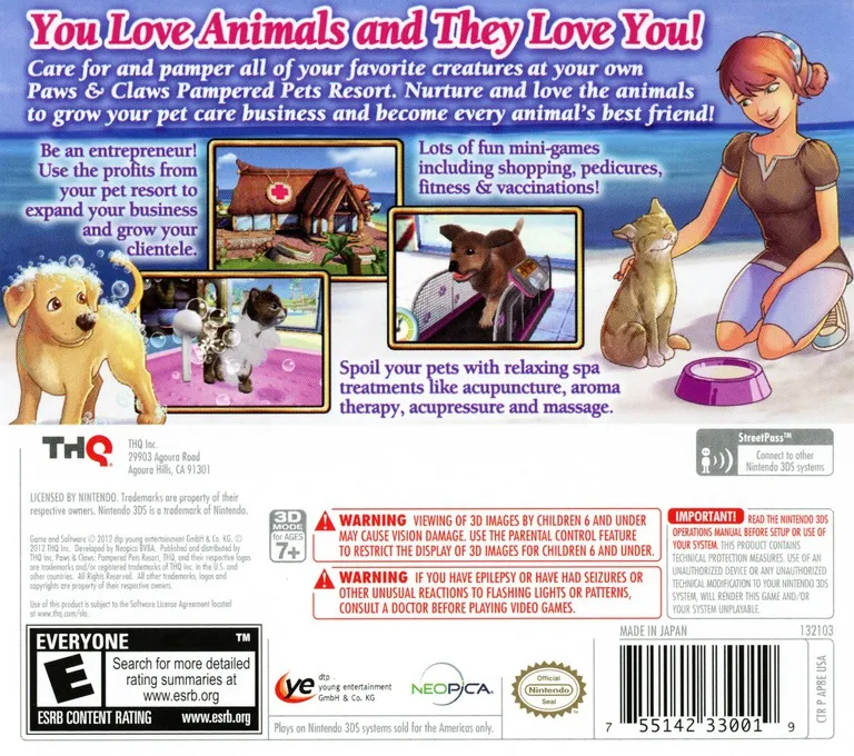Paws & Claws: Pampered Pets Resort 3D box back