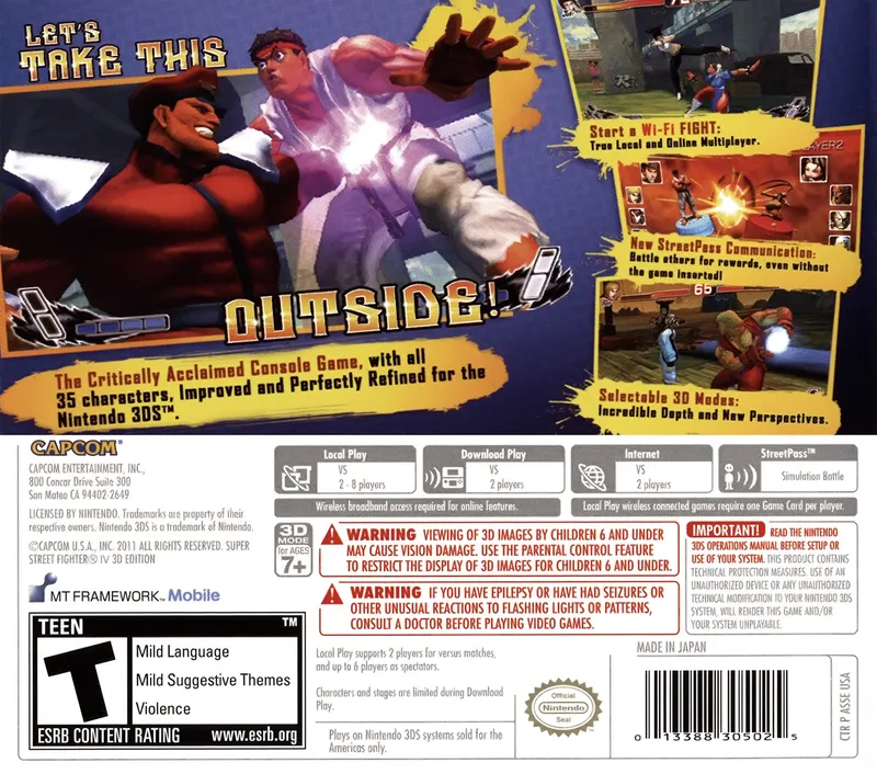 Super Street Fighter IV: 3D Edition box back