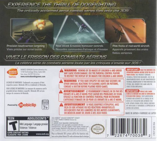Ace Combat: Assault Horizon Legacy box back