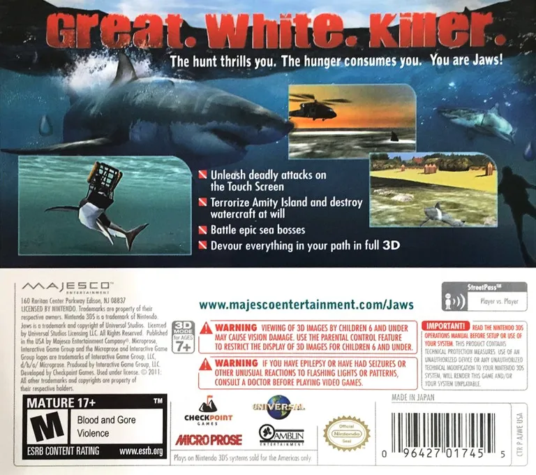 JAWS: Ultimate Predator box back