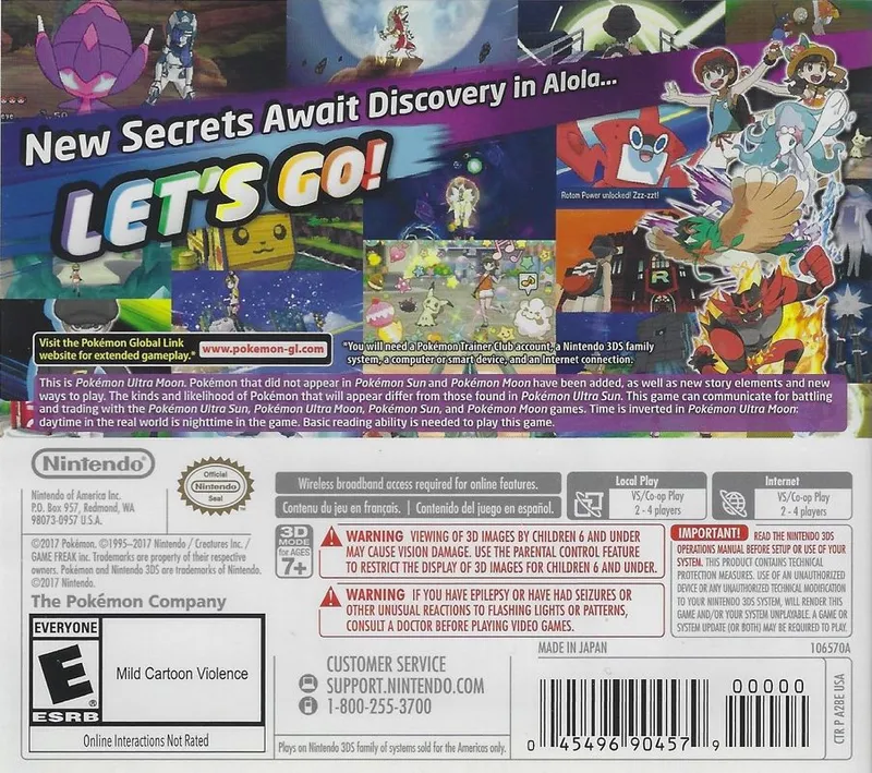 Pokémon Ultra Moon box back