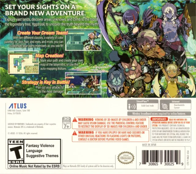 Etrian Odyssey V: Beyond the Myth box back