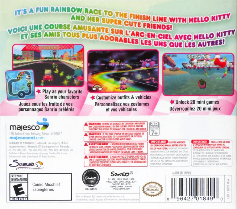 Hello Kitty and Sanrio Friends: 3D Racing box back