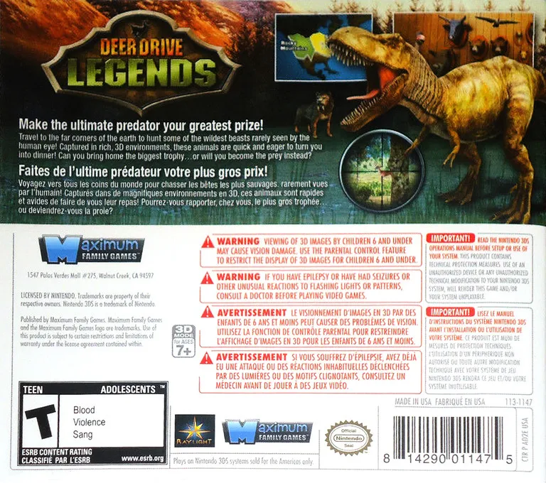 Deer Drive Legends box back