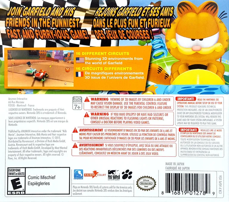Garfield Kart box back