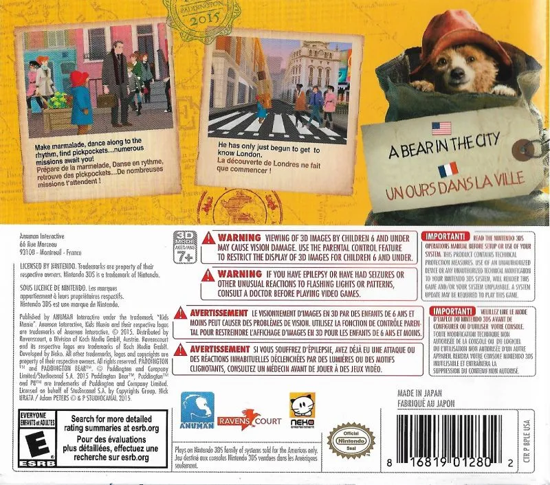 Paddington: Adventures in London box back
