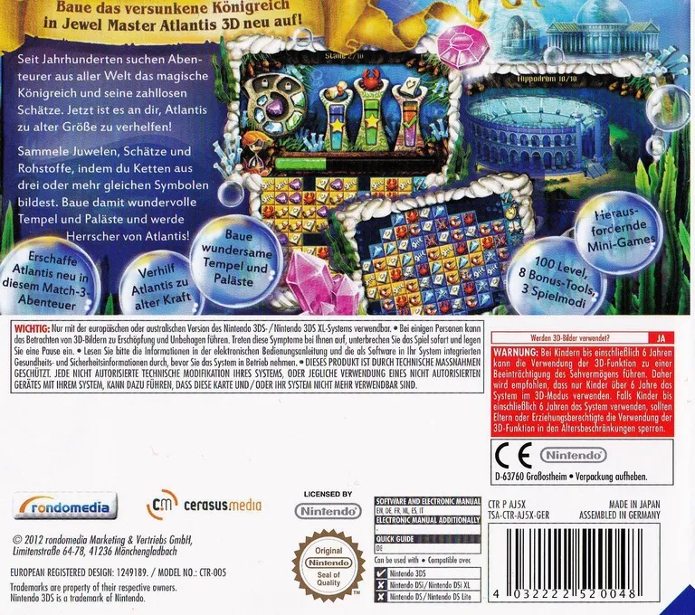 Jewel Master: Atlantis 3D box back