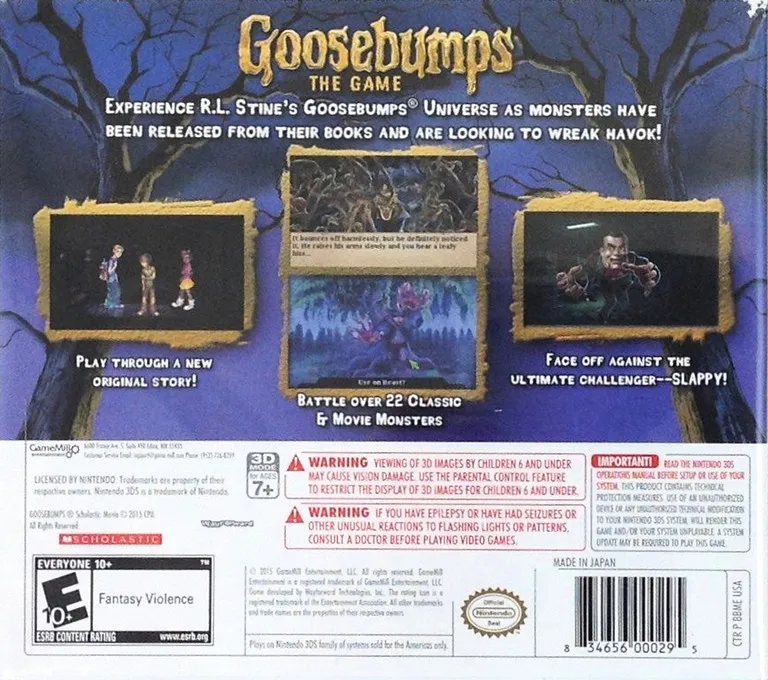 Goosebumps: The Game box back