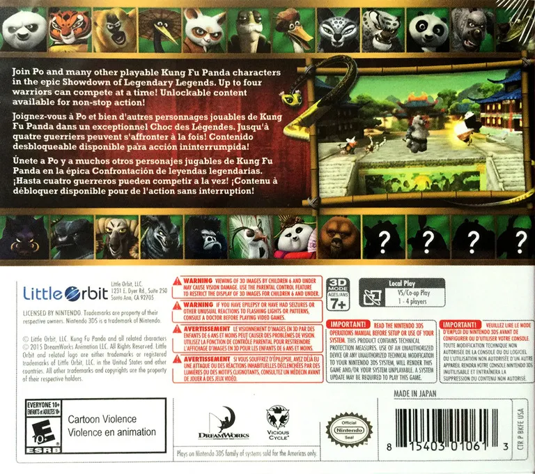 Kung Fu Panda: Showdown of Legendary Legends box back